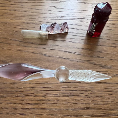 Glass writing pen with box, special stand and ink