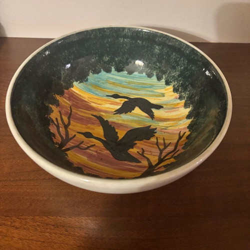 Handmade ceramic bowl used