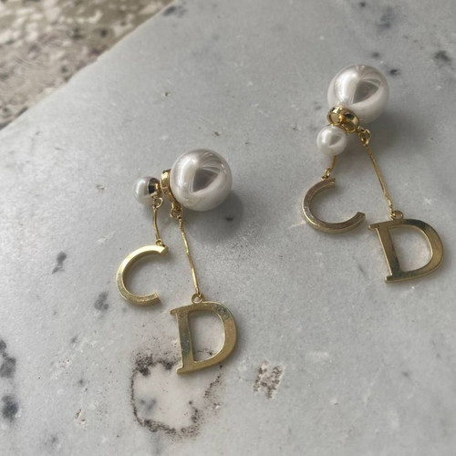 S925 Earrings new, dangle, white with gold, design C D