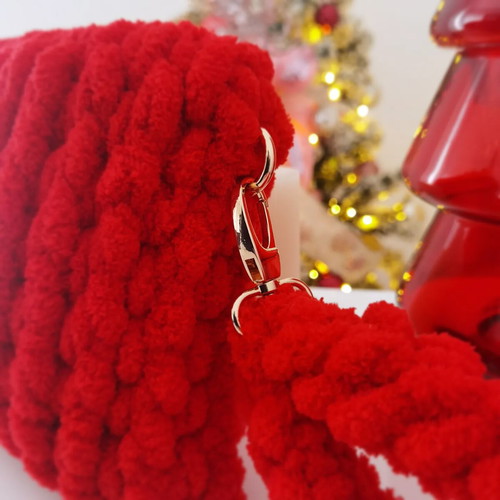 Handmade knitted toiletry bag new red