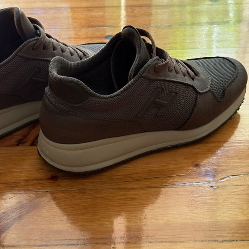 Hogan Brown Leather and Mesh Sneakers used, UK 6 EU 40
