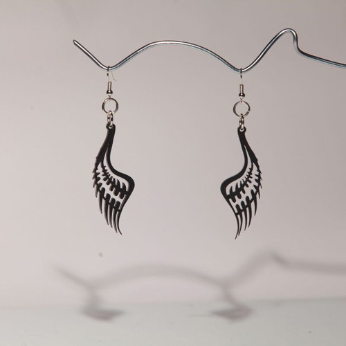 Wings earrings made of recycled plexiglass new, 5cm length