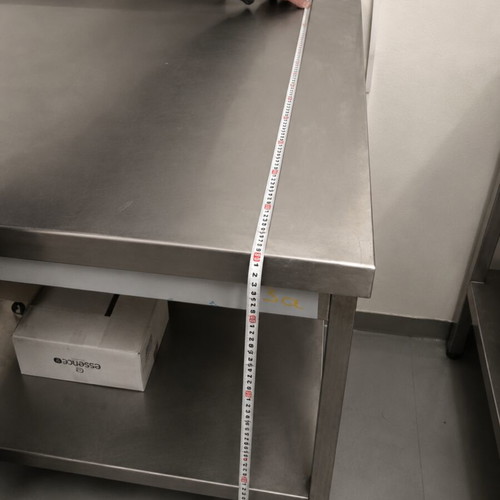 Workbench 1.20x70x85 cm used, stainless steel with storage shelf