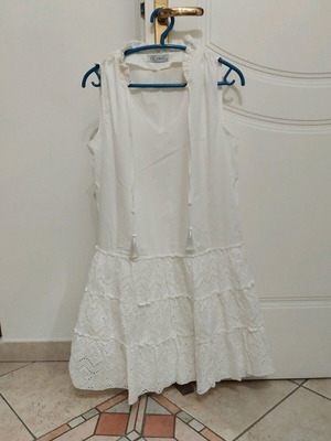 Dejavu white summer dress like new, midi romantic