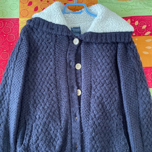 Bershka blue cardigan with fur like new