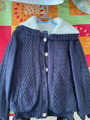 Bershka blue cardigan with fur like new