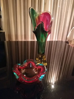 Murano vase set of 2 like new, handmade vintage