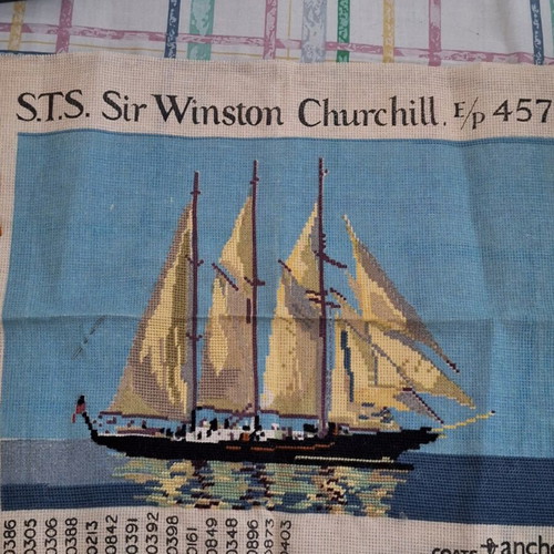Vintage Penelope Needlework Tapestry Kit used, Sir Winston Churchill sailboat