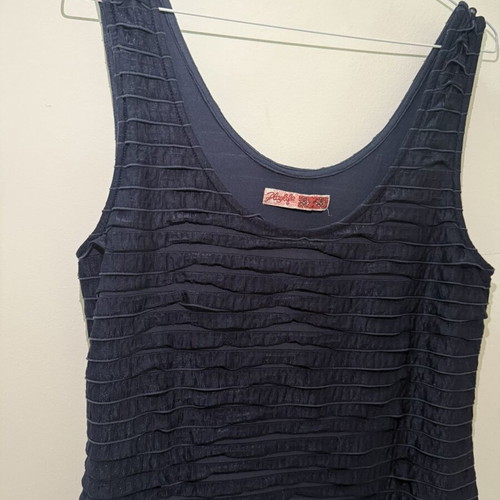 Navy Mini Dress Playlife used, size Large, elastic textured fabric