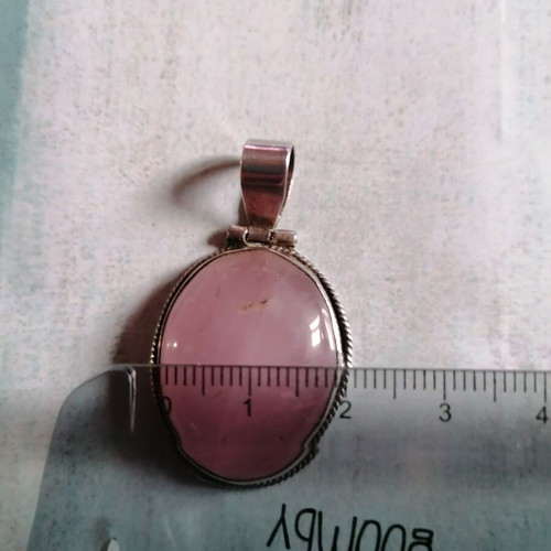 Silver 925 pendant with rose quartz stone new, pink