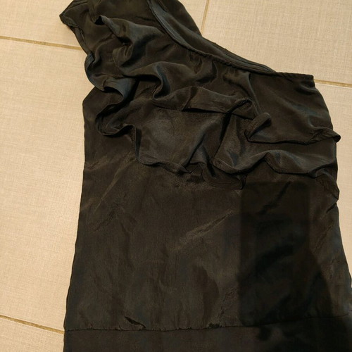 Satin top with one shoulder, size M, like new, black