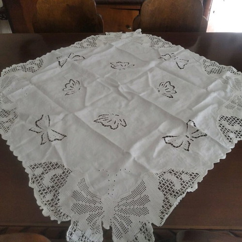 Vintage embroidery with butterflies like new, handmade lace cutwork