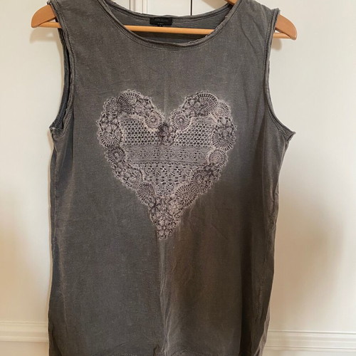 River Island sleeveless grey top with embroidery used