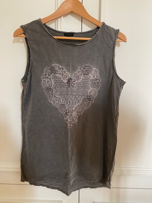 River Island sleeveless grey top with embroidery used