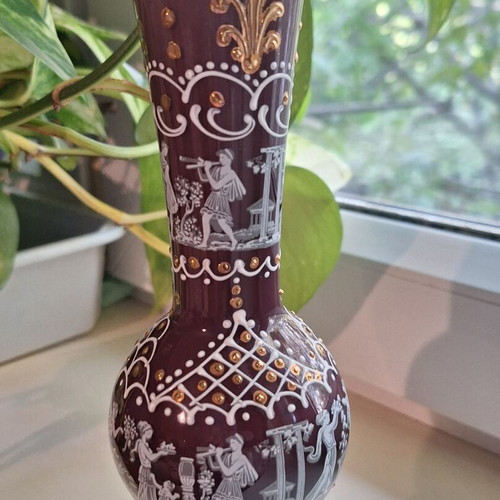 Murano Italy antique vase with gold ornaments, new