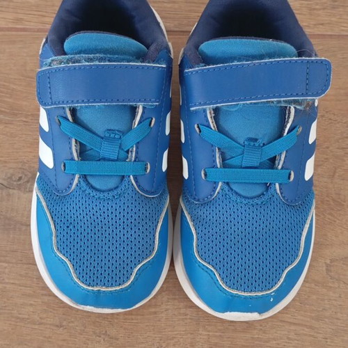 Adidas athletic shoes, blue, size 26