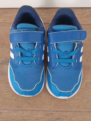 Adidas athletic shoes, blue, size 26