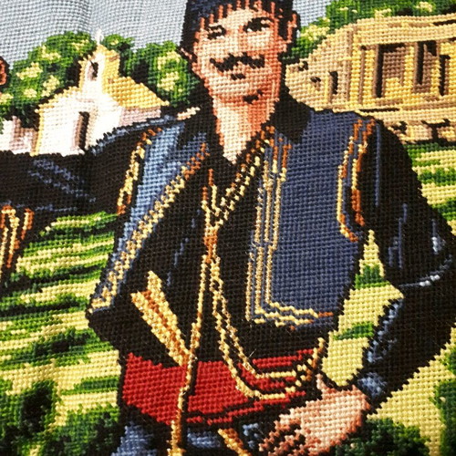 Embroidery Cretan couple like new with gold thread