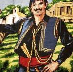 Embroidery Cretan couple like new with gold thread