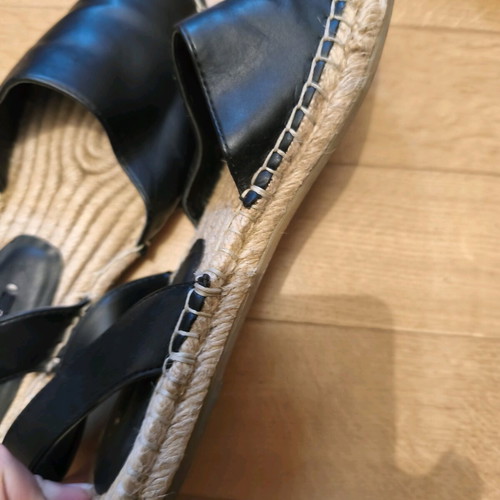 Zara slingback espadrilles size 38 used, black faux leather