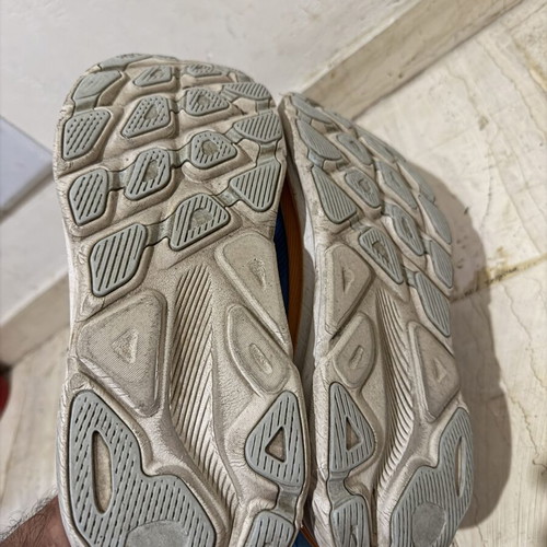 Hoka Clifton 9 running shoes used, size 46 2/3 EU, blue/orange