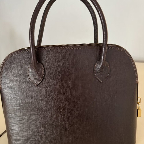 Pourchet Paris leather handbag like new, dark brown