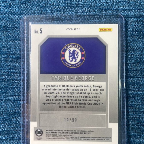Panini Prizm Tyrique George Chelsea Rookie Card numbered 19/99 new