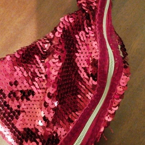 Absolut toiletry bag used with red burgundy sequins