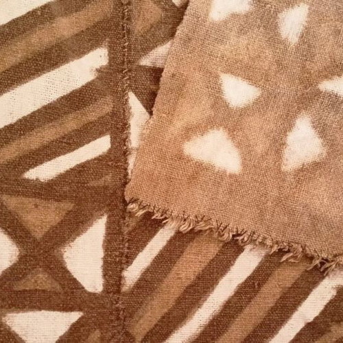 African woven hemp throw blanket like new, hand-painted with natural dyes