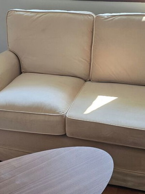 Sofa set new, 3-seater and 2-seater, beige velvet fabric