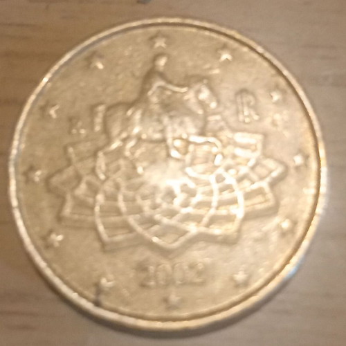 50 cents 2002 used, minted in Italy