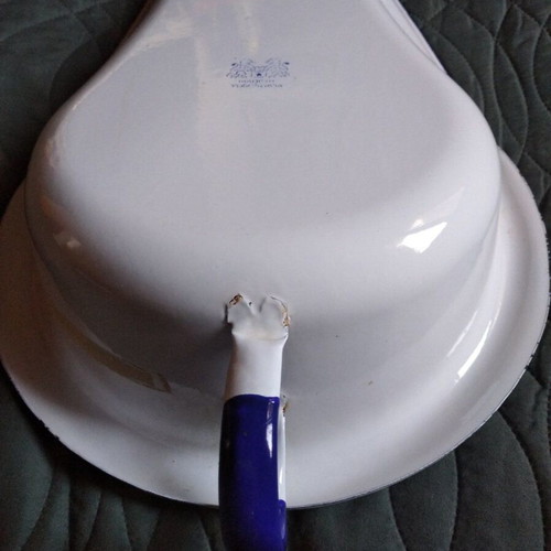 Bedpan duck metal used, white, old antique