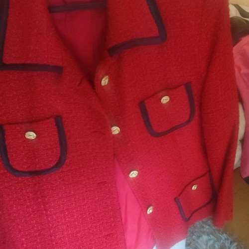 Palazzo tweed jacket size 3 like new, red