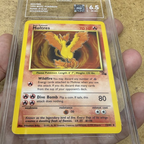 Moltres Holo Fossil #12/62 TAG 6.5 Pokemon card