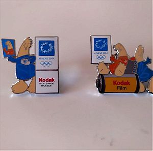 2 Pins Ολυμπιακών Αγώνων Αθήνα 2004 Kodak Sponsor