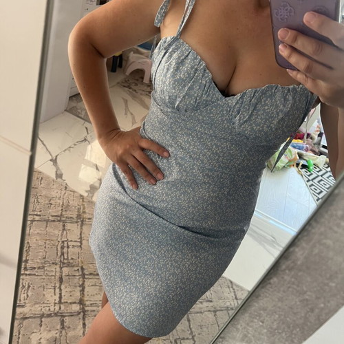 Shein summer dress size M like new, baby blue and white