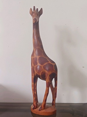 Handmade wooden giraffe used with minor damage