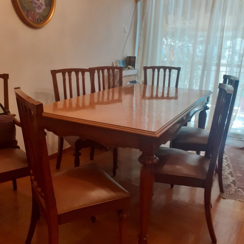 Authentic Greek Dining Set 1960 Walnut by Ioannis Levantis, like new, 10 pieces