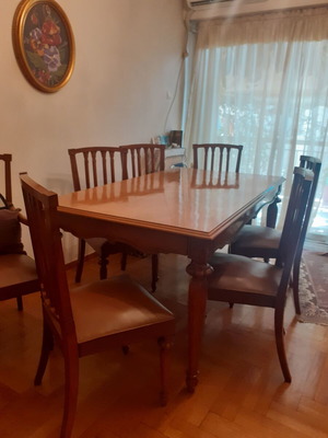 Authentic Greek Dining Set 1960 Walnut by Ioannis Levantis, like new, 10 pieces