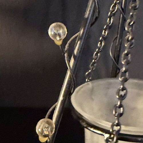 Metal Teepee Decorative Candlestick with Glass Tealight and Lighting like new