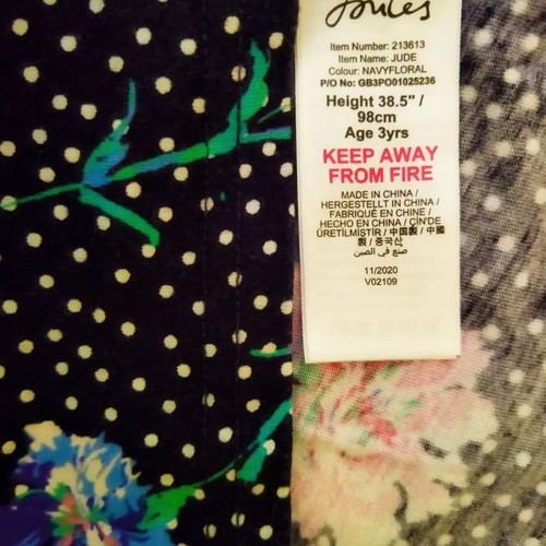 Joules girls dress blue floral 3 years like new, cotton
