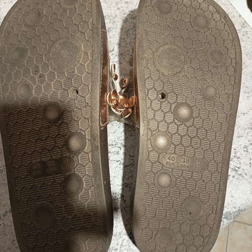 Parex women's slippers size 40 like new, gold floral design