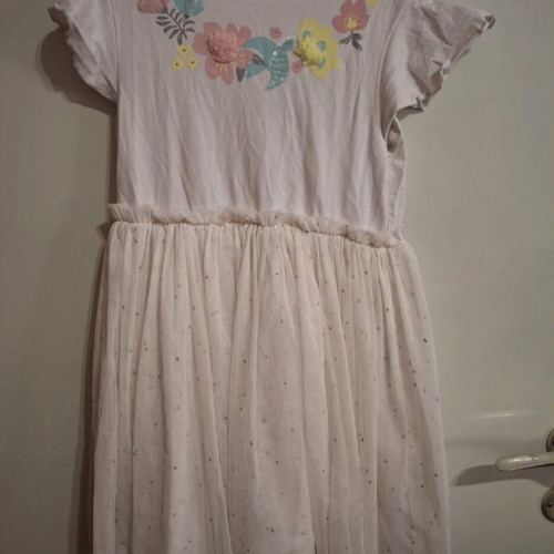 Dpam dress with tulle and flowers for 8 years old, like new