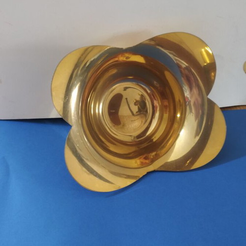 Vintage gold color double candle holder and decorative bowl set