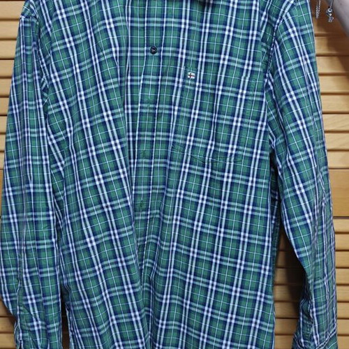 Greystone Originals men's plaid shirt XXL used, green blue white