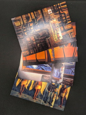 Collectible cartes postales with drinks theme, set of 8, like new