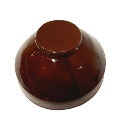 Vintage glazed ceramic bowl like new, round, brown