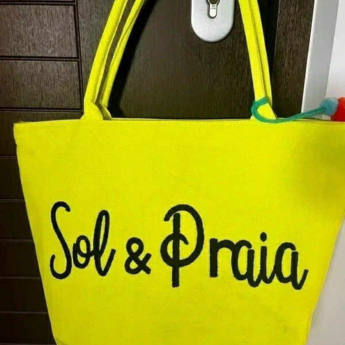 Jessica beach bag fluorescent yellow and pink new
