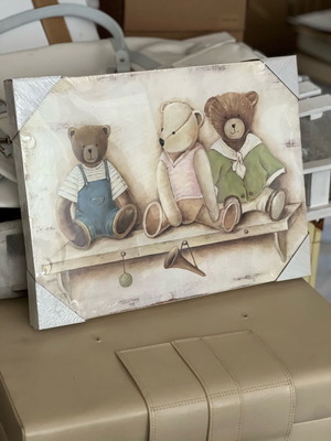 Children's teddy bear wall art large new