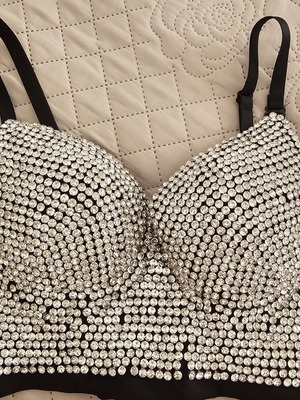 Black Bustier Top with Strass, like new, size M